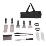 Set 12 buah alat BBQ stainless steel food grade tahan panas dengan tas jinjing